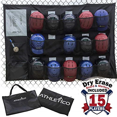 Athletico 15 Player Dugout Organizer - Hanging Baseball Helmet Bag To Organize