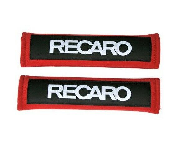 2pcs Red Recaro Racing Soft Cotton Embroidery Seat Belt Cover Shoulder Pads New