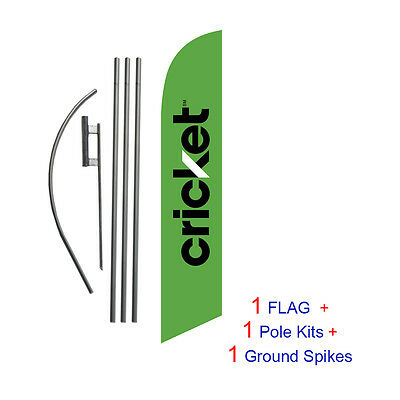 New 2014 Green Cricket 15' Feather Banner Swooper Flag Kit With Pole+spike