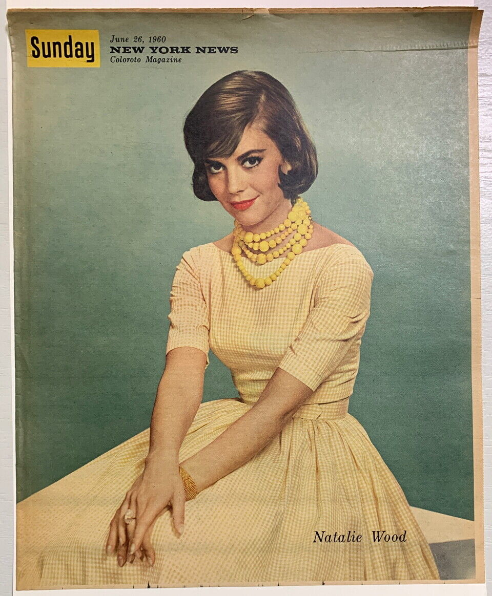 Natalie Wood Photo June 26, 1960 New York News Coloroto Cover Wrap Only
